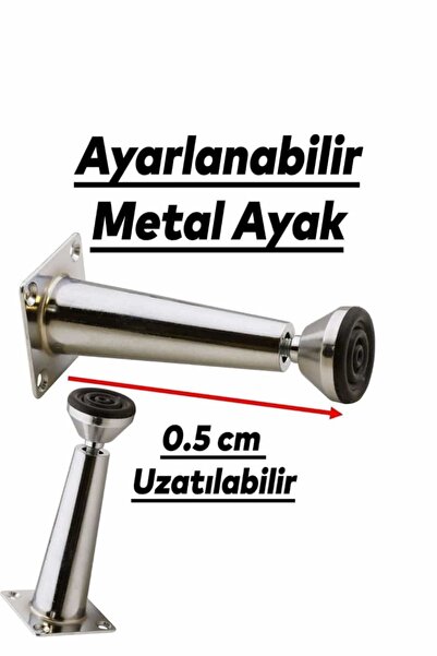 ÇEÇEN HOME (2 ADET) Mobilya Sehpa Puf Zigon Metal Ayağı Ayarlanabilir Krom Ay...