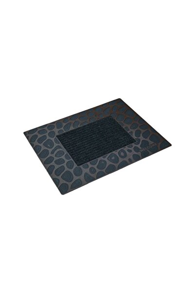 Myfloor Welcome Yazılı Leopar Desenli Kauçuk Toz Tutucu Kapı Önü Paspası Bordo