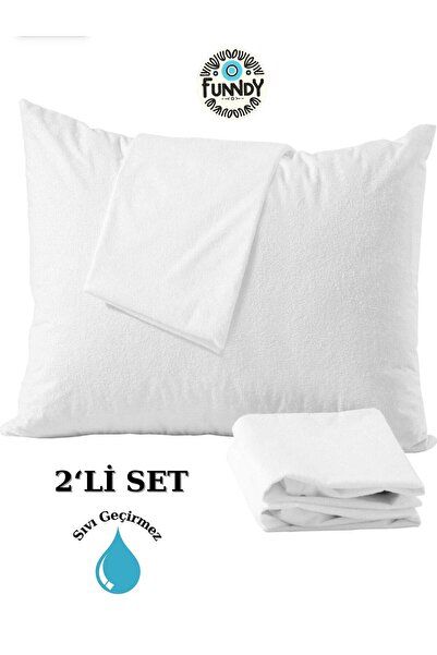 FUNNDY 2'li Set Sıvı Geçirmez Fermuarlı Yastık Koruyucu Alez Fermuarlı , 50x7...