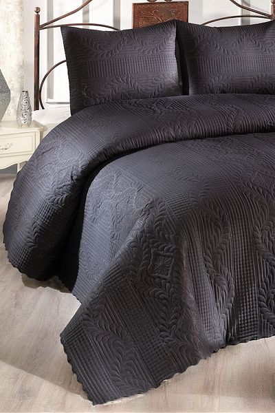Çeyiz Diyarı Ultrasonic Quilted Sena Double Bedspread Black