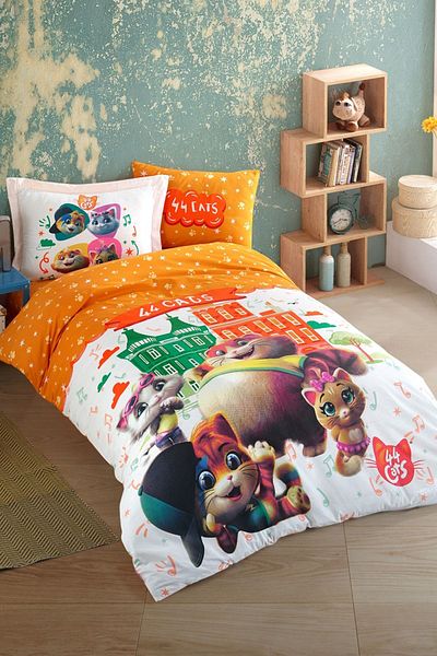 Hobby Cats Style Children's Duvet Cover Set Orange