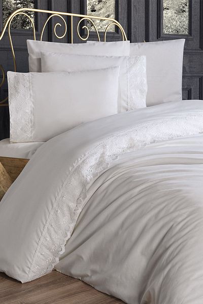 Çeyiz Diyarı French Lace Alber Dowry Duvet Cover Set Cream