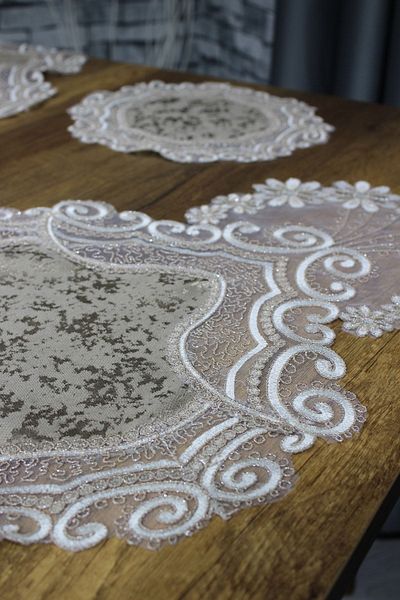 Çeyiz Diyarı Set de sufragerie 5 piese Aryen Velvet Kordone Cappucino