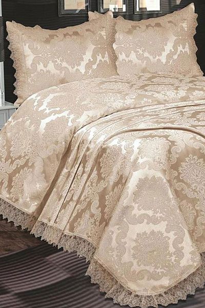 Çeyiz Diyarı French Laced Lunox Single Bedspread Cappucino