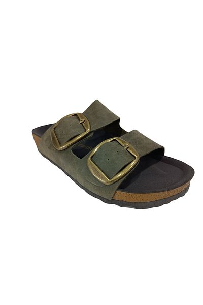 Pierre Cardin 6958 Γυναικείες παντόφλες με διπλή πόρπη Χακί