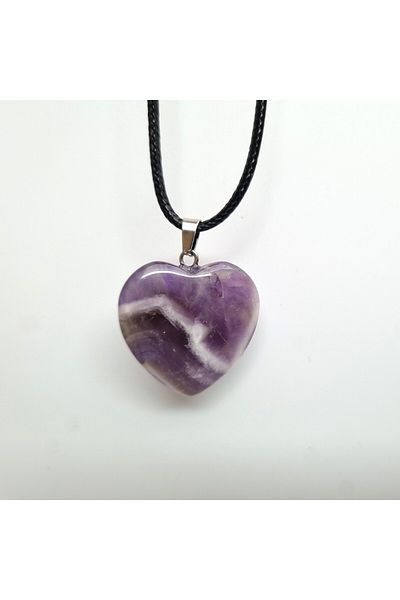 Yüksel Boncuk Amethyst Stone - Heart Model Natural Stone Necklace