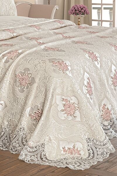 Çeyiz Diyarı French Guipure Eylül Pique Set krém 206261