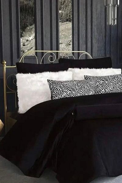 Çeyiz Diyarı Caroline Velvet Double Padded 10 Piece Bedspread Black
