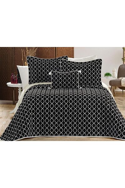 Çeyiz Diyarı Brillance Double Bedspread Black Cream