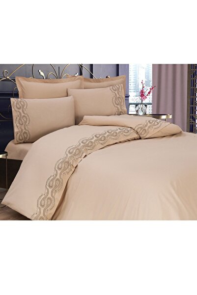 Çeyiz Diyarı Комплект двойна завивка Cappucino с френски връзки Betül