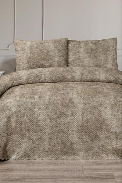 Çeyiz Diyarı Elissa Double Velvet Bedspread Beige