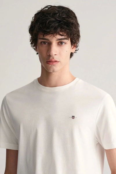 Gant Men's White Regular Fit Crew Neck Logo T-Shirt