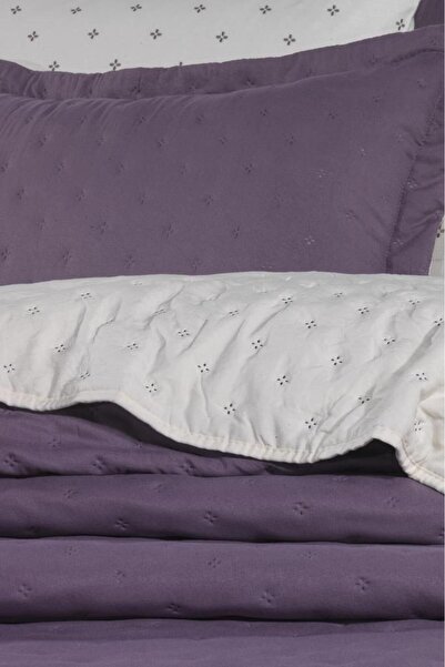 Çeyiz Diyarı Washed Soft Çift Taraflı 6 Parça Çeyiz Seti Mürdüm