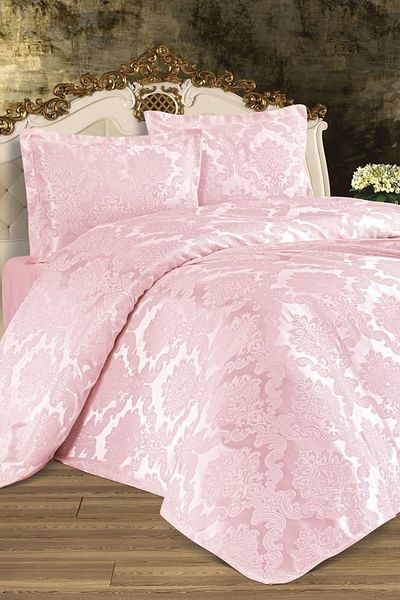 Çeyiz Diyarı Busem Jacquard Chenille Bedspread Powder
