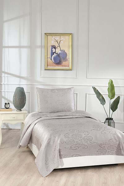 Çeyiz Diyarı Lale Single 2 Piece Bedspread Gray