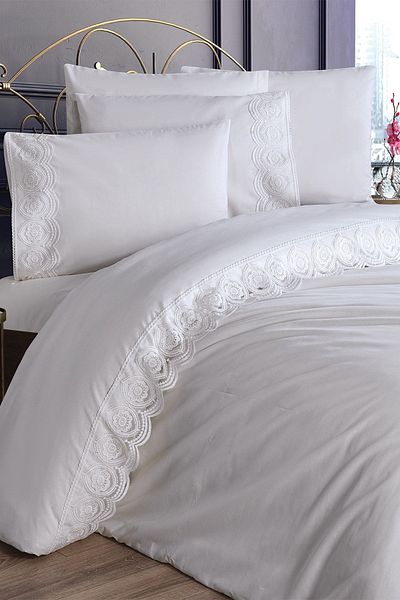 Çeyiz Diyarı French Lace Ceylin Dowry Duvet Cover Set Cream
