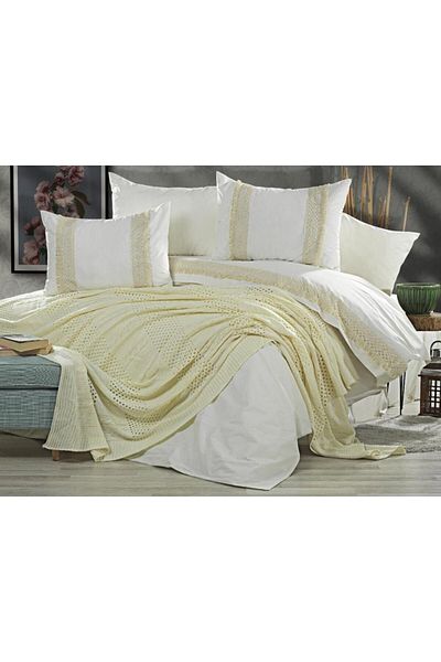 Çeyiz Diyarı Set cuvertură plapumă Salsa White Lemon
