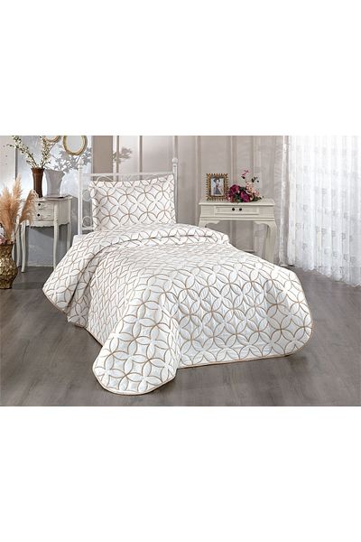 Çeyiz Diyarı Cuvertură de pat Parolin Single Quilted Crem Gold