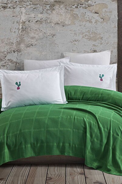 Hobby Çeyizdiyarı Rainbow Вишитий тканий комплект постільної білизни Зелений