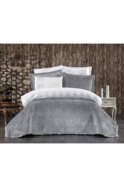 Çeyiz Diyarı Blenda Luxury Embroidered Dowry Package 9 Pieces Gray