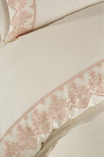 Çeyiz Diyarı Σετ κρεβατιού French Lace Sara Dowry Cream Cappucino
