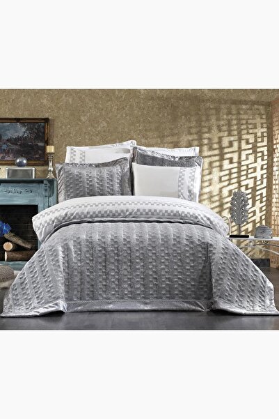 Çeyiz Diyarı Dolce Lux Embroidered Dowry Package 9 Pieces Gray