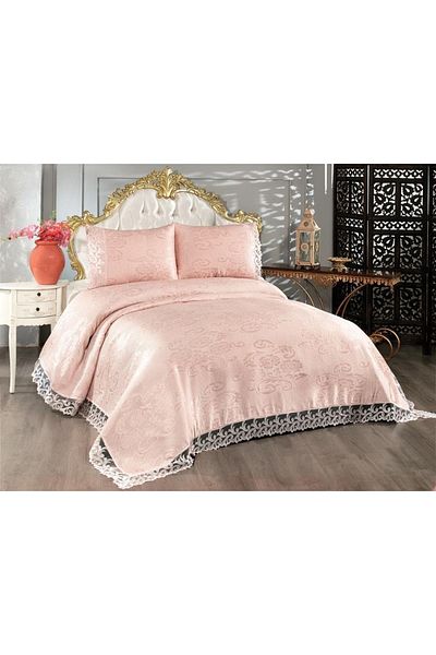 Çeyiz Diyarı French Lace Belins Double Bedspread Powder