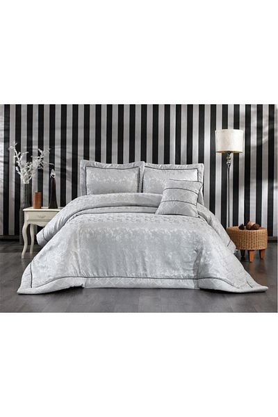 Çeyiz Diyarı Beren Jacquard Double Bedspread Gray