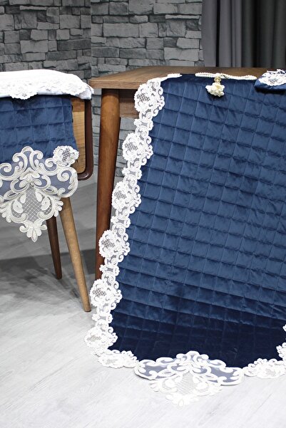 Çeyiz Diyarı مجموعة مكونة من 5 قطع باللون الأزرق الداكن: مخمل مبطن من جبر