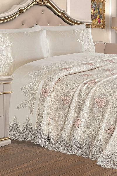 Çeyiz Diyarı French Guipure Eylül Pique Set Cream 206261
