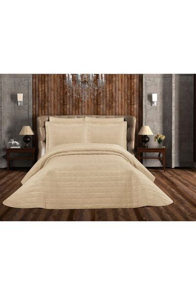 Çeyiz Diyarı Cuvertură de pat dublă micro matlasată Lisa Cappucino
