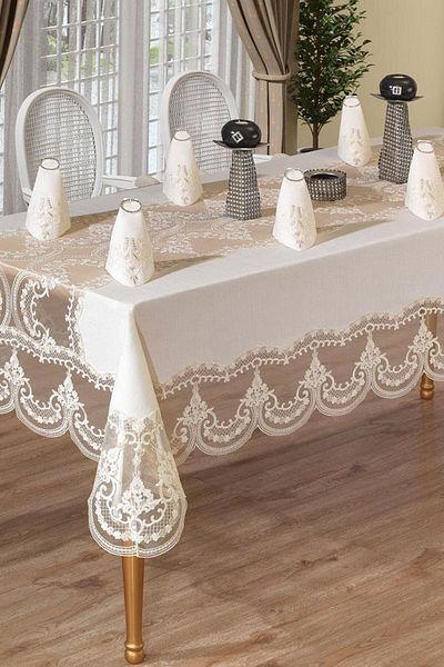 Çeyiz Diyarı French Laced Corn Lace Dinnerware Set - 25 Pieces