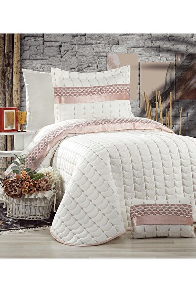 Çeyiz Diyarı Colors Micro Tek Kişilik Yatak Örtüsü Krem Pudra