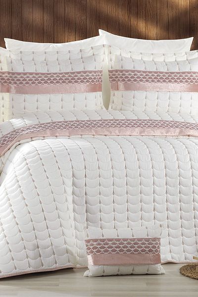 Çeyiz Diyarı Colors Micro Double Bedspread Cream Powder