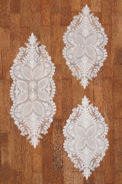 Çeyiz Diyarı Set de dormitor brodat Verna Kordone, crem