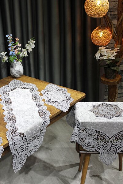 Çeyiz Diyarı طقم صالة سومان كوردون مخملي فاخر مطرز 5 قطع أسود أنثراسايت