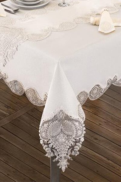Çeyiz Diyarı Verna Tablecloth 160x260 Cm 26 Piece Cream Cream