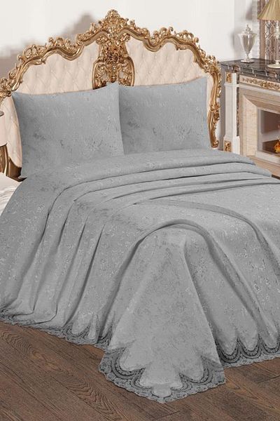 Çeyiz Diyarı French Laced Dowry Bedspread Cloud Gray