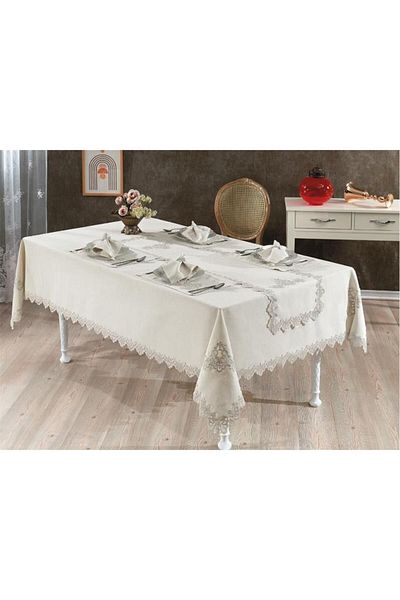 Çeyiz Diyarı Σετ δείπνου Sahra French Lace - Καπουτσίνο 26 τεμαχίων