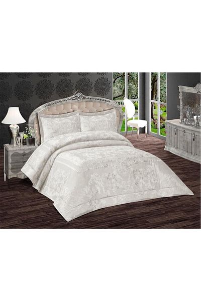 Çeyiz Diyarı Florita Velvet Double Bedspread - Jacquard, Cream