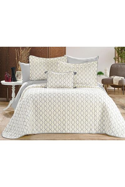 Çeyiz Diyarı Brillance Double Bedspread Cream Gray