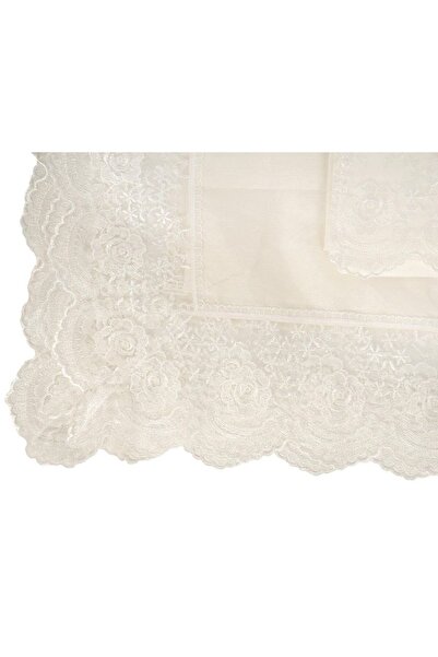 Çeyiz Diyarı French Guiped Kure Satin Towel Bundle Set de 2 cremă