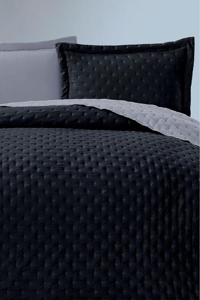 Çeyiz Diyarı Washed Soft Double Sided Bedspread Navy Blue