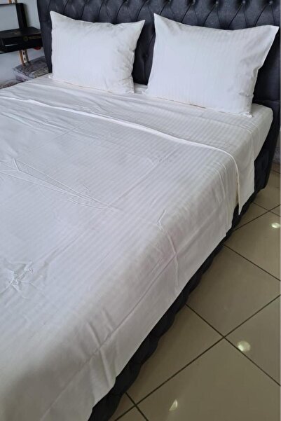 Çeyiz Diyarı Сатиновий вишуканий комплект постільної білизни з армурою для двомісного ліжка, кремовий