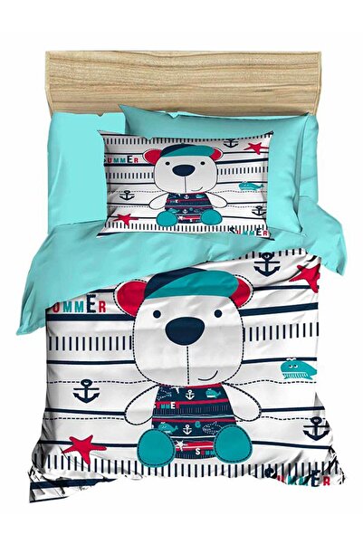 Çeyiz Diyarı طقم غطاء لحاف أطفال مطبوع رقميًا ثلاثي الأبعاد على شكل دب أخضر ن...