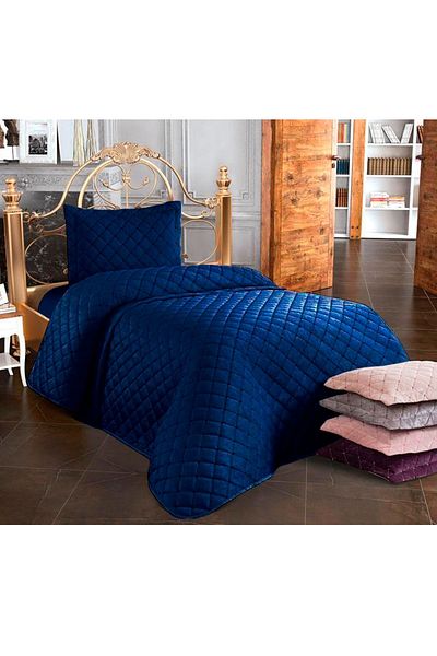Çeyiz Diyarı Επιδόρπιο μονό κάλυμμα κρεβατιού Velvet Navy Blue