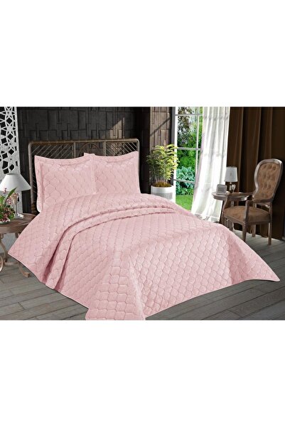 Çeyiz Diyarı Pudra Lizbon Kapitoneli Çift Kişilik Yatak Örtüsü