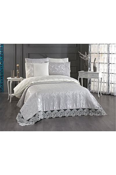 Çeyiz Diyarı Shawl 7 Piece Bridal Set Gray