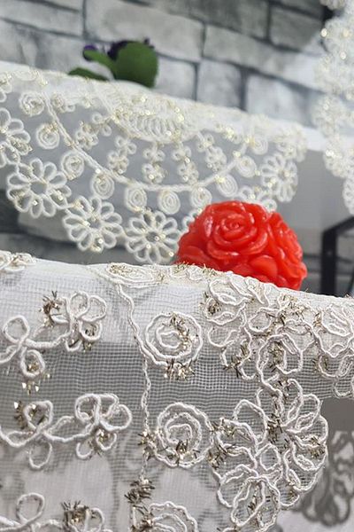 Çeyiz Diyarı Set de lounge 5 piese cu snur floral crem - auriu