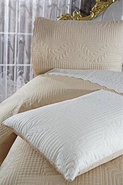 Çeyiz Diyarı Ultrasonic Quilted Sanem Double Sided Bedspread Cream Beige